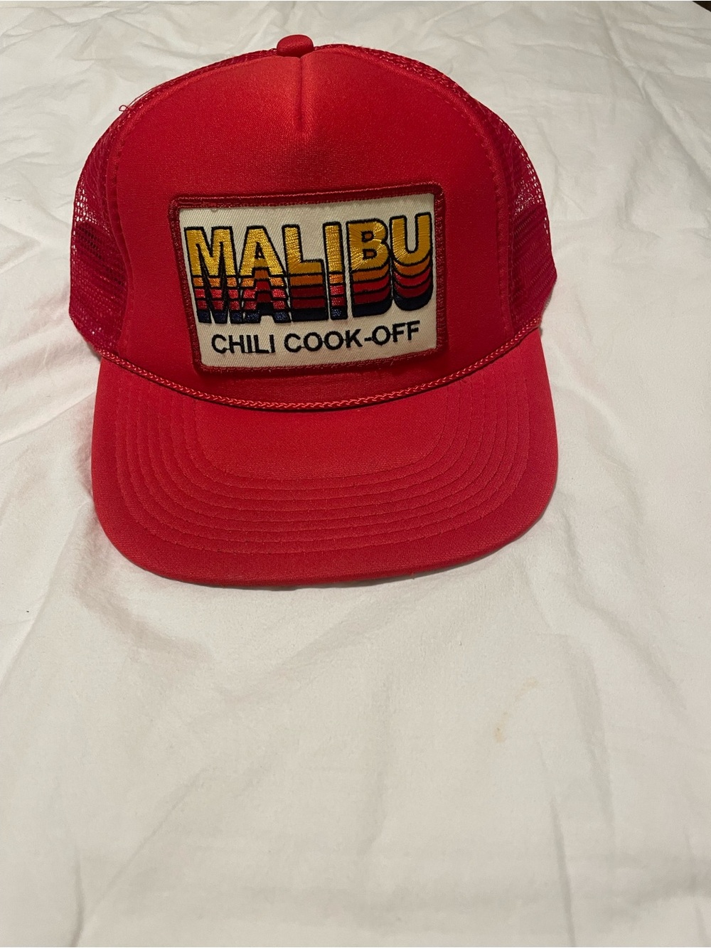 Aviator Nation Red Trucker Hat with Yellow & Black Patch
